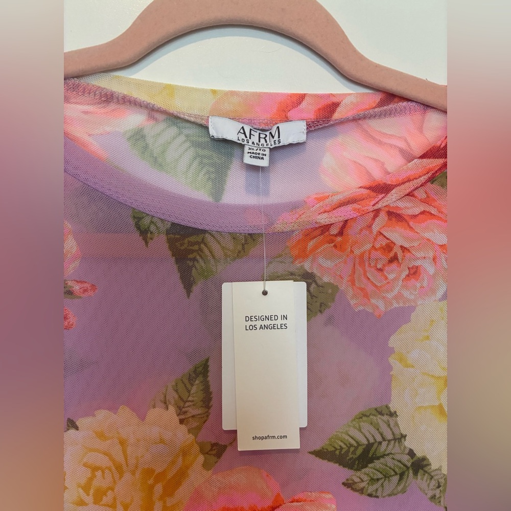 AFRM Pink Sheer Floral Long-Sleeve Top - Picture 6 of 6